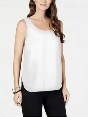 Alfani Women's Sleeveless Scoop-Neck Blouse Soft White XL